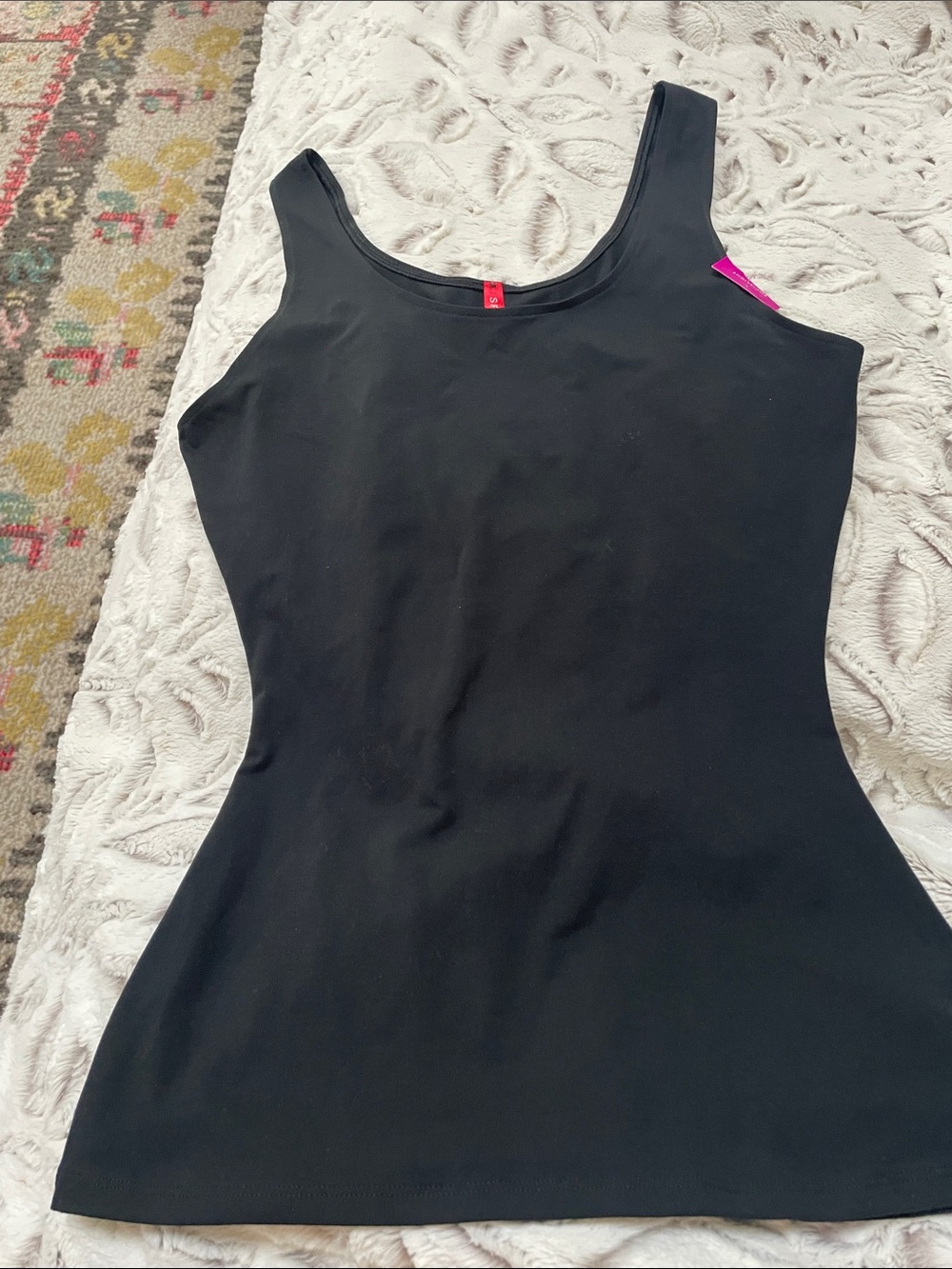 SPANX Black Scoop Neck Tank with Red Brand Tag